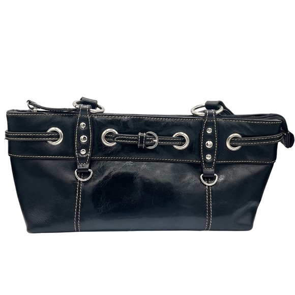 Call It Spring Vintage Y2K Grommet Black Belted Brocle Mini Shoulder Bag - Picture 2 of 8